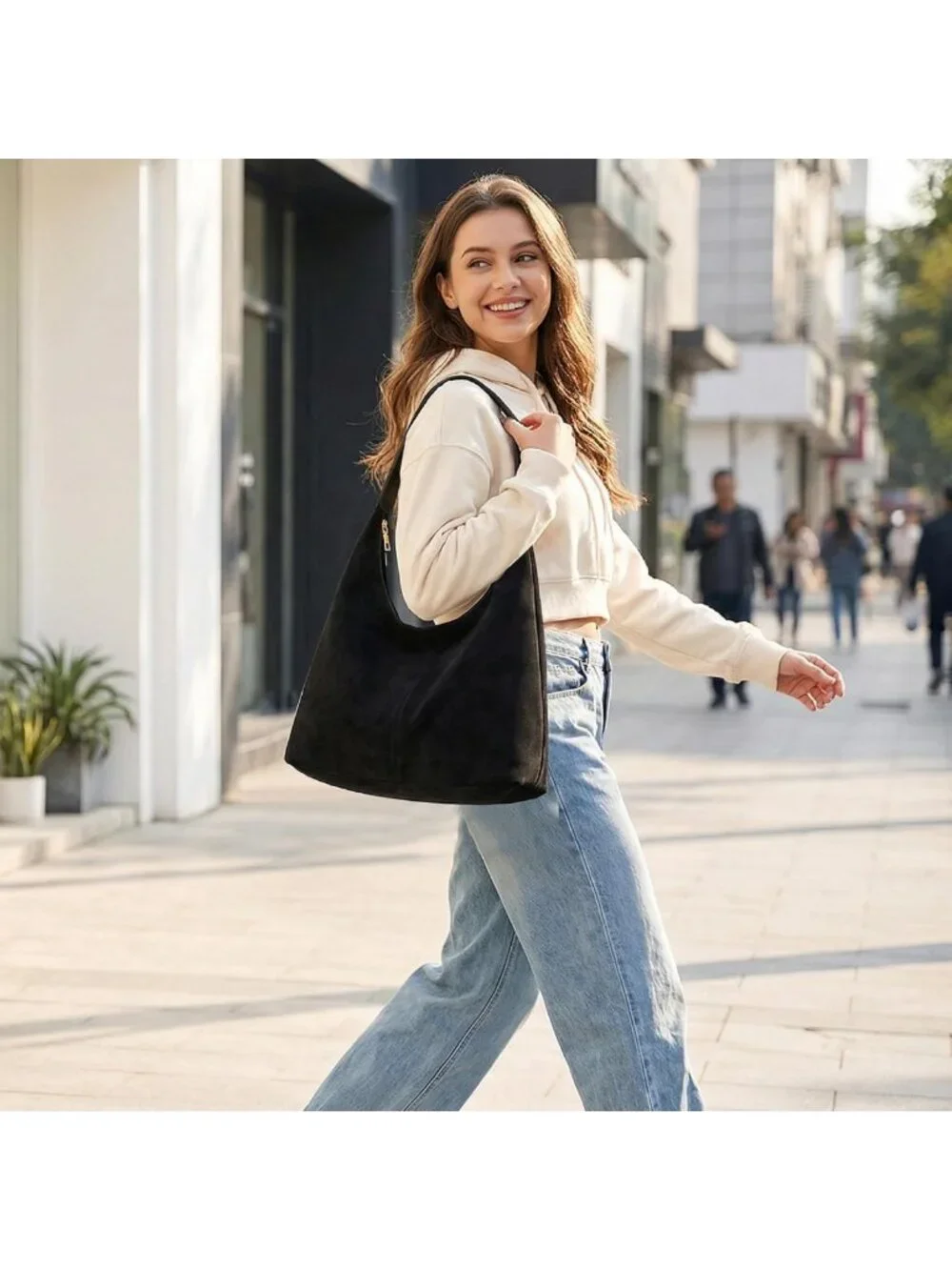 Chic Slouchy Suede Hobo Bag for Women | Casual Shoulder Tote Purse for Work